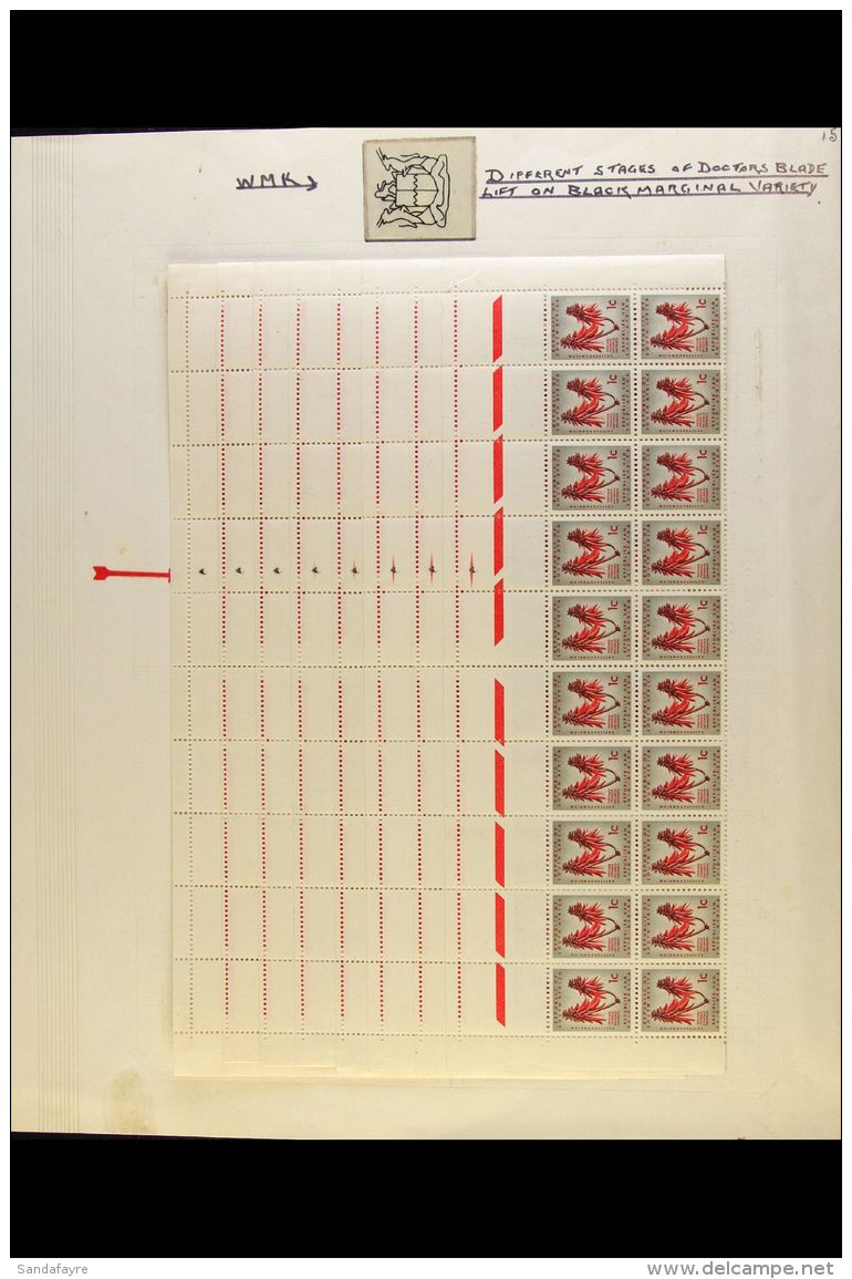 1961-3 1c Red &amp; Olive-grey,wmk Coat Of Arms, Type I, Eight Blocks Of 20 - Top Two Rows Of Sheet With Margins... - Ohne Zuordnung