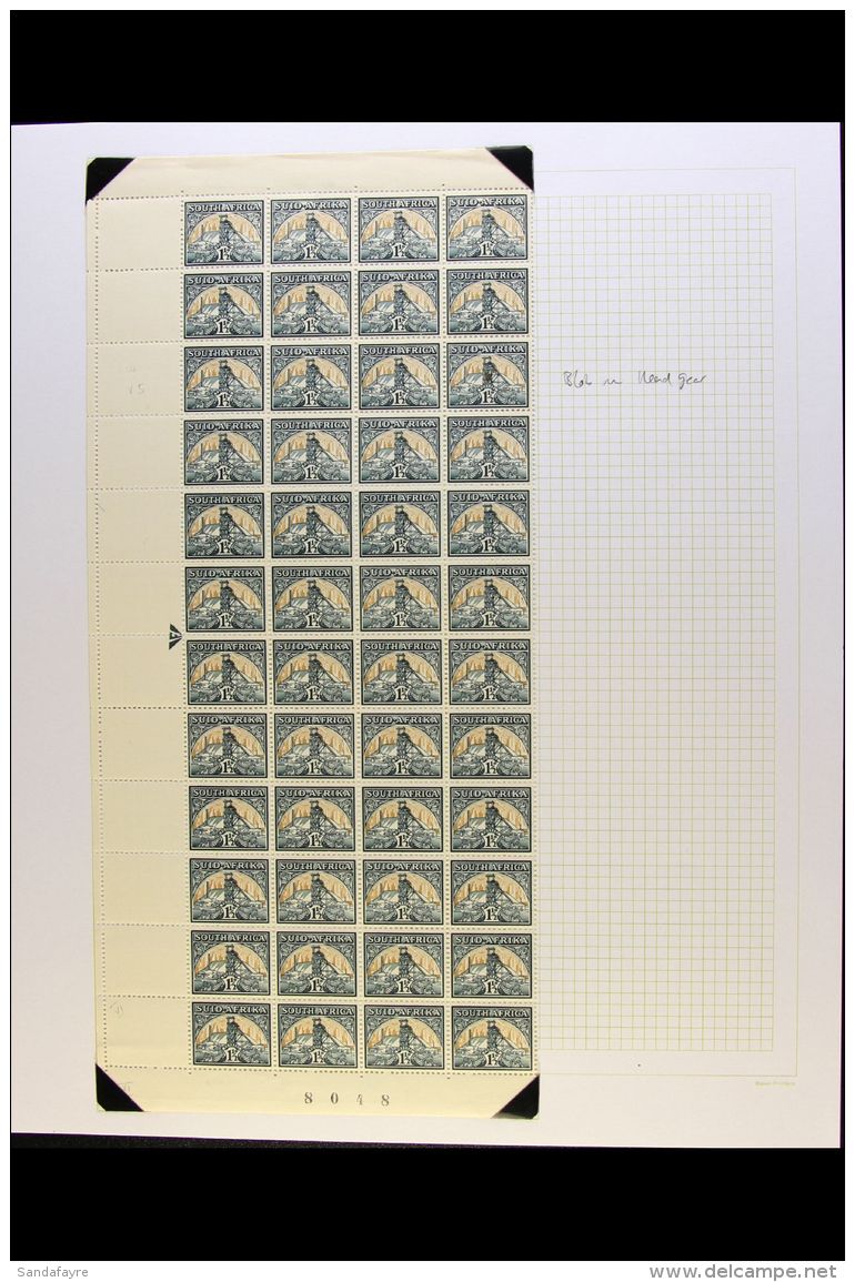 1941-8 1&frac12;d In Reduced Format, Block Of 48 With GOLD BLOB ON HEADGEAR Variety, Black, Four Figure Sheet... - Unclassified