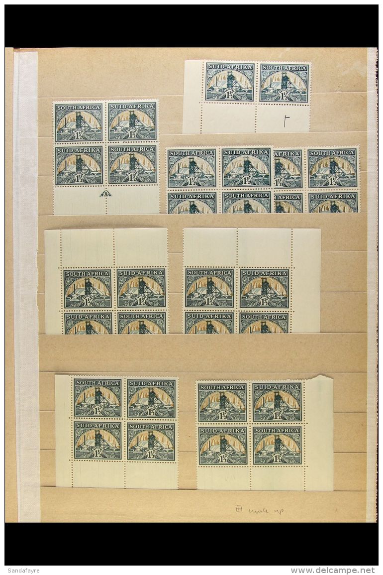 1933-48 1&frac12;d Group Of Multiples With Wmk Upright All Four Corner Blocks Of 4, Wmk Inverted Broken Chimney... - Ohne Zuordnung