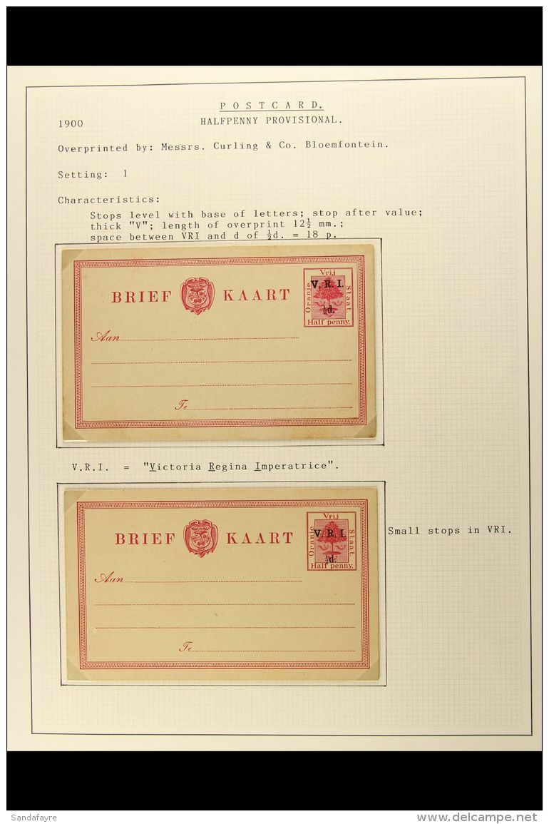 ORANGE FREE STATE BRITISH OCCUPATION 1900 Interesting Specialized Collection Of Various Unused Postal Stationery... - Unclassified