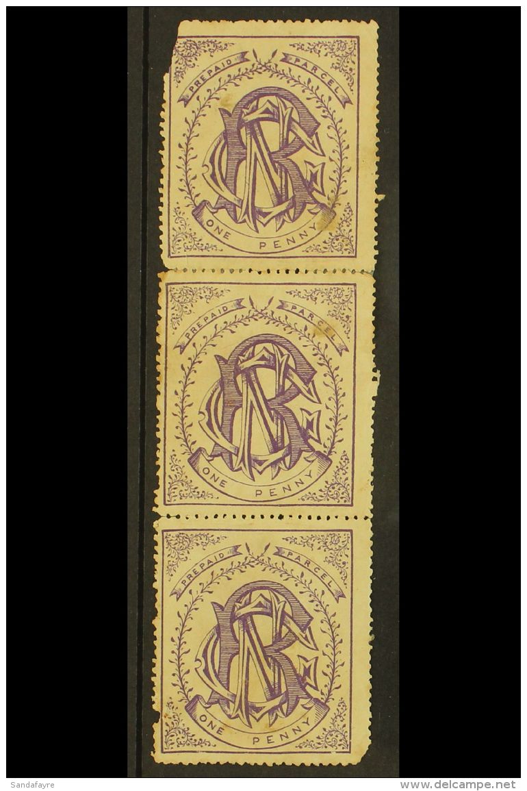 NATAL NATAL GOVERNMENT RAILWAY 1880 1d Violet Unused Vertical Strip Of Three (top Pair Reattached), Faults As... - Non Classés
