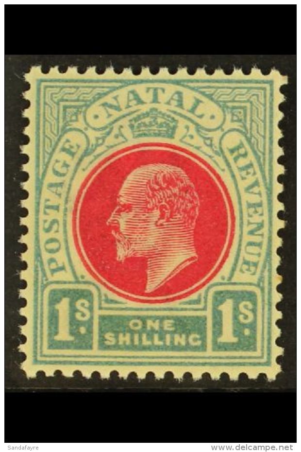 NATAL 1904-8 1s Carmine &amp; Pale Blue, Wmk Mult Crown CA, SG 155, Very Slightly Toned Gum, Otherwise Never... - Unclassified