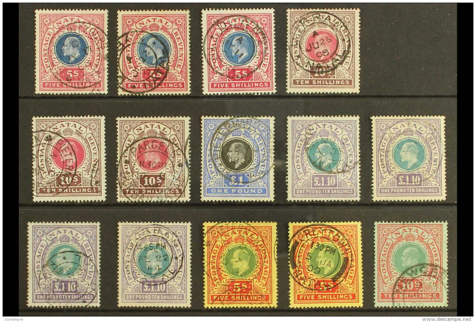 NATAL 1902-09 VERY FINE USED "High Values" Selection On A Stock Card. An Attractive Range Nearly All With Clear... - Non Classés