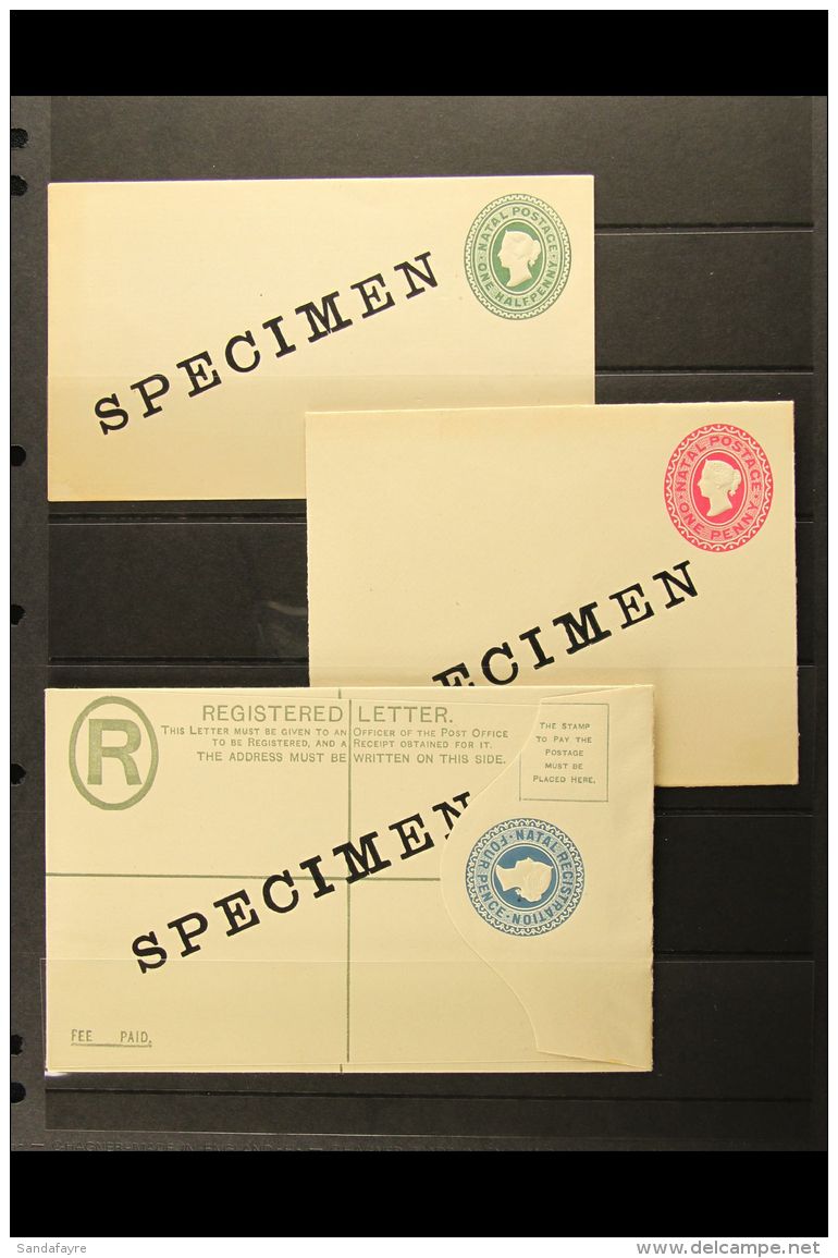 NATAL 1901 QV "SPECIMEN" ENVELOPES. Includes &frac12;d &amp; 1d Postal Envelopes &amp; 4d Registered Envelope All... - Zonder Classificatie