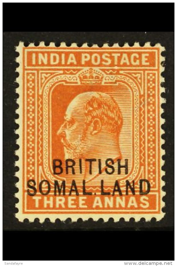 1903 KEVII 3a Orange- Brown With The "SOMAL.LAND" Overprint Error, SG 28c, Never Hinged Mint. For More Images,... - Somaliland (Protectoraat ...-1959)