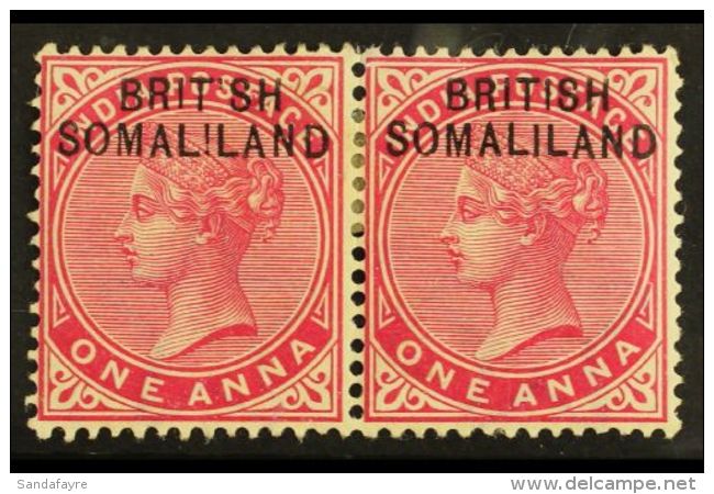 1903 1a Carmine With "BRIT  SH" ERROR IN PAIR WITH NORMAL, SG 2a+2, Very Fine Mint. For More Images, Please Visit... - Somaliland (Protectorat ...-1959)