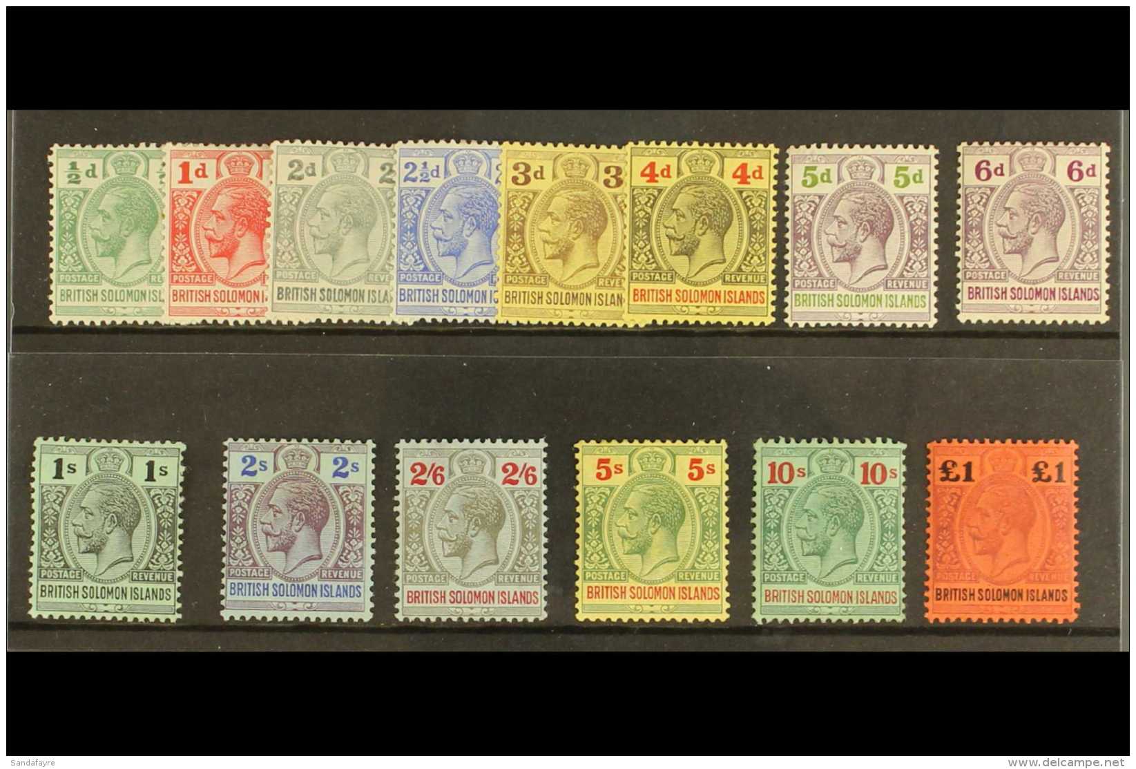 1914-23 Wmk Mult Crown CA Definitives Complete Set, SG 22/38, Fine Mint (14 Stamps) For More Images, Please Visit... - Salomonseilanden (...-1978)