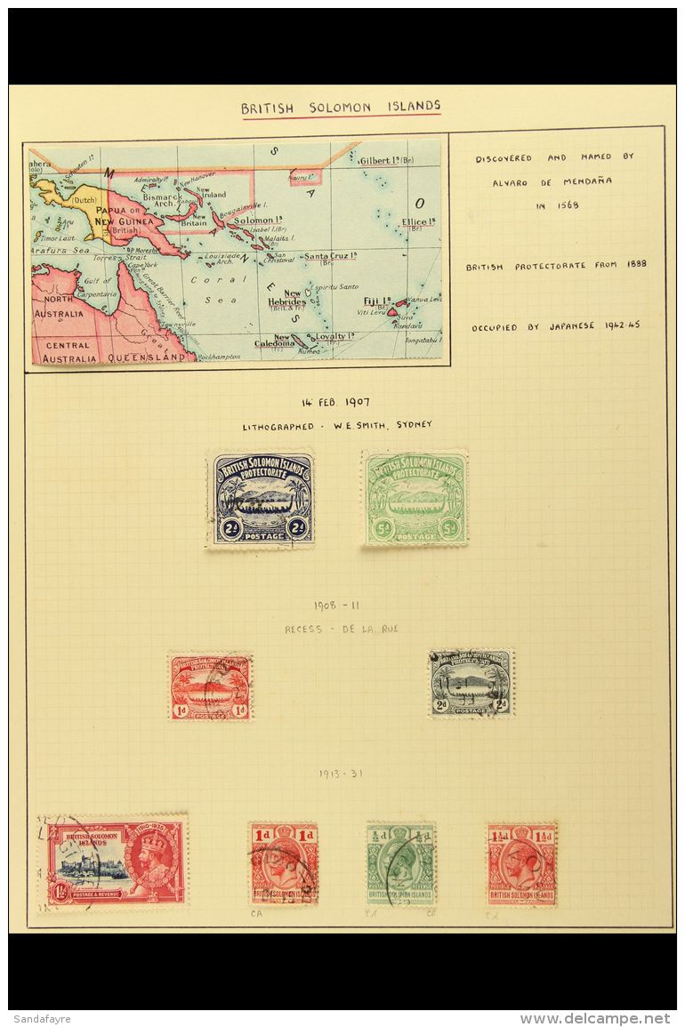 1907-63 SMALL INTERESTING COLLECTION On Pages. Useful Mint &amp; Used Ranges With Postmark Interest Throughout,... - British Solomon Islands (...-1978)