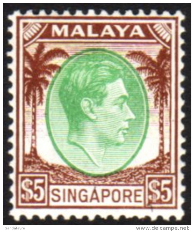 1948-52 $5 Green &amp; Brown - Perf 14, SG 15, Very Fine Mint For More Images, Please Visit... - Singapur (...-1959)