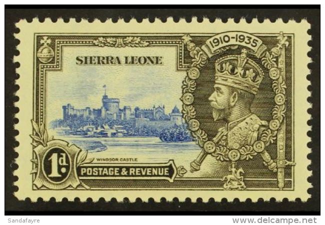 1935 1d Ultramarine And Grey-black Jubilee With LIGHTNING CONDUCTOR Flaw, SG 181c, Never Hinged Mint. For More... - Sierra Leone (...-1960)