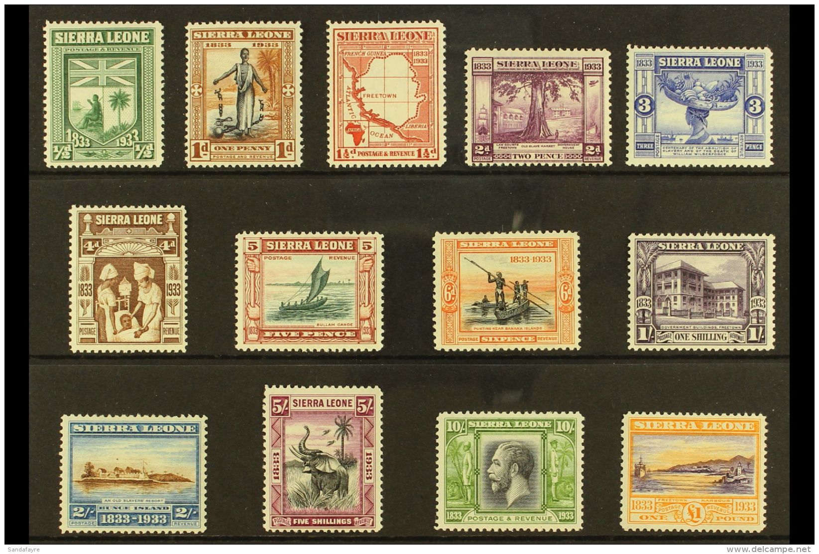 1933 Wilberforce Set Complete, SG 168/80, Very Fine Lightly Hinged Mint (11 Stamps) For More Images, Please Visit... - Sierra Leone (...-1960)