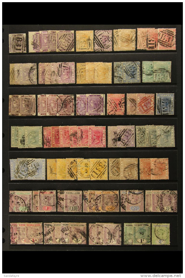 1859-1949 USED RANGES With Light Duplication Neatly Arranged On Stock Pages, Inc 1859-74 6d (x5), 1872-73 2d Wmk... - Sierra Leone (...-1960)