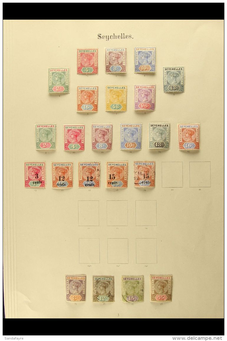 1890-1906 ALL DIFFERENT COLLECTION On Old Pages, Mint Or Used, Inc 1890-92 Both Dies Sets Mint, 1893 Set,... - Seychelles (...-1976)