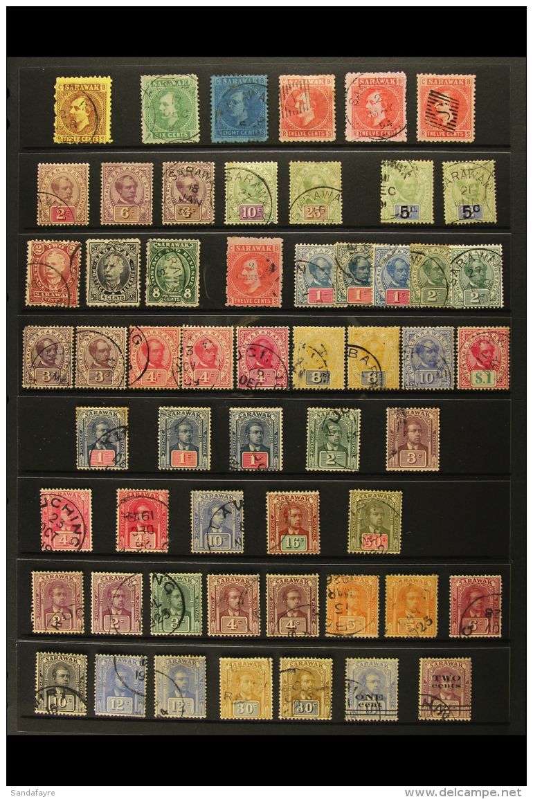 1871-1952 USED COLLECTION On Stock Pages. Includes 1888-97 To 25c Inc 2x6c, 1889-92 Both 5c On 12c Green &amp;... - Sarawak (...-1963)