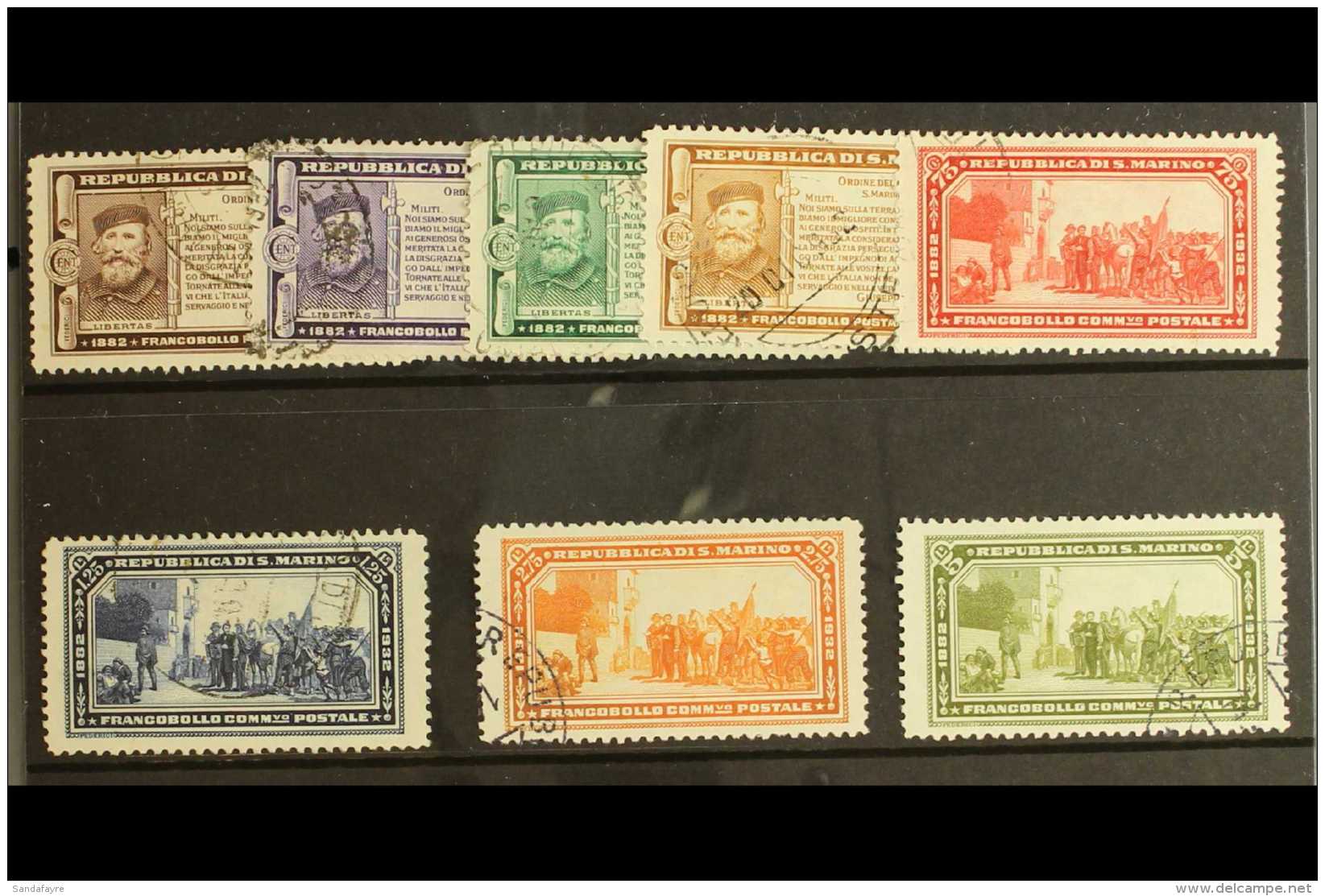 1932 Garibaldi Anniversary Complete Set, Sass S31, Very Fine Used. Cat &euro;700 (&pound;525)  (8 Stamps) For More... - Andere & Zonder Classificatie