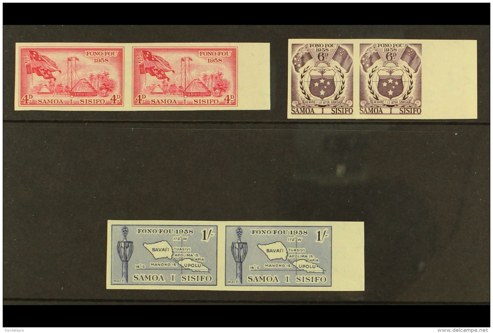 1958 Inauguration Of Samoan Parliament Set, SG 236/38, In IMPERF PAIRS, Very Fine Never Hinged Mint. (3 Pairs) For... - Samoa (Staat)