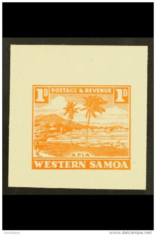 1935 PICTORIAL DEFINITIVE ESSAY Collins Essay For The 1d Value In Orange On Thick White Paper, The "Apia" Design... - Samoa (Staat)