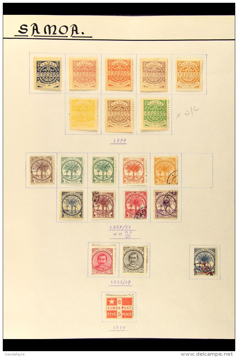 1886 TO 1953 COLLECTION Includes (amongst Much Else) Assorted Palm Tree Values To 2s6d, 1893 5d On 4d Blue Used SG... - Samoa (Staat)