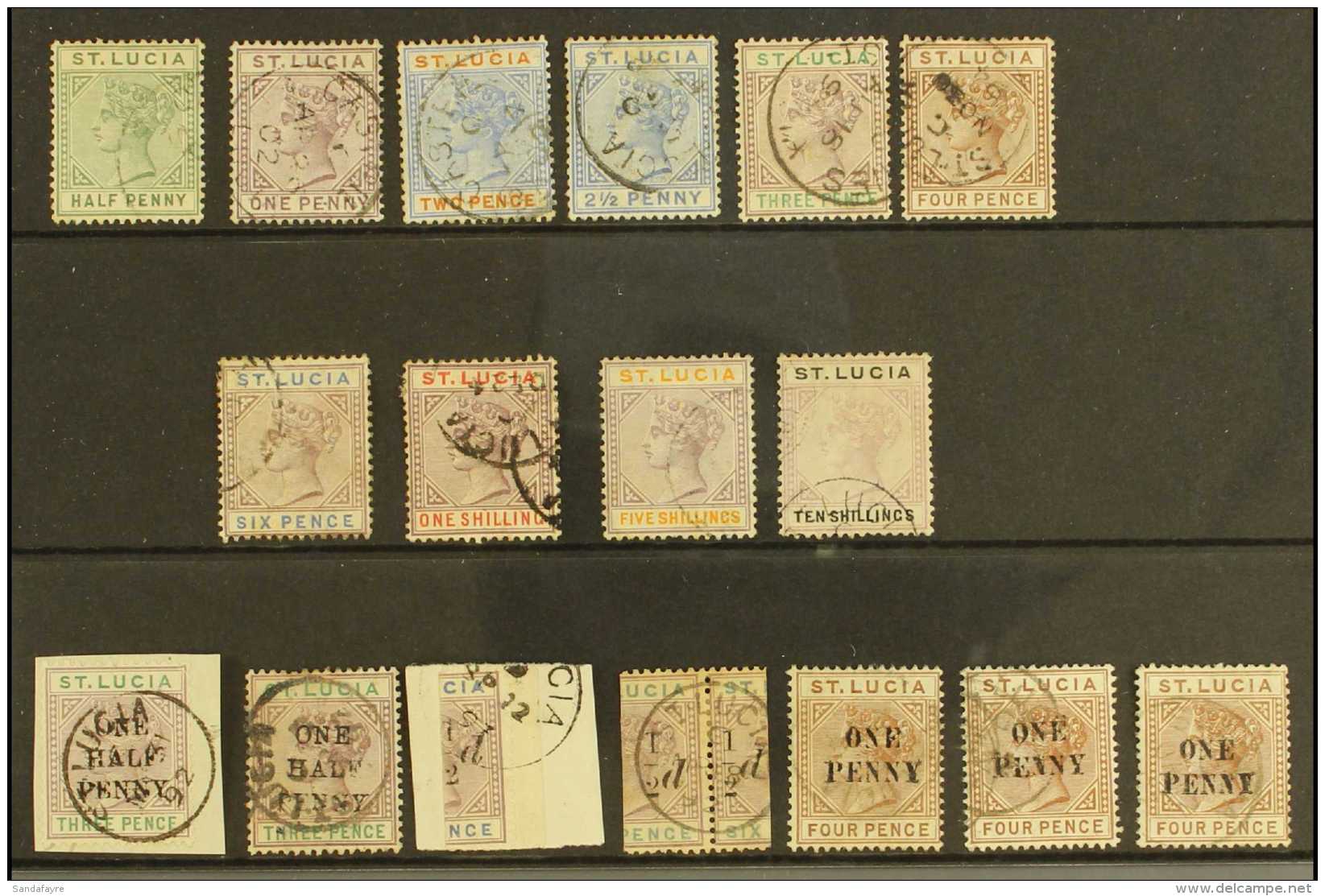 1891-92 COMPLETE USED COLLECTION Inc 1891-98 (Die II) Complete Set Plus 1891-92 Surcharges Including &frac12;d On... - St.Lucia (...-1978)