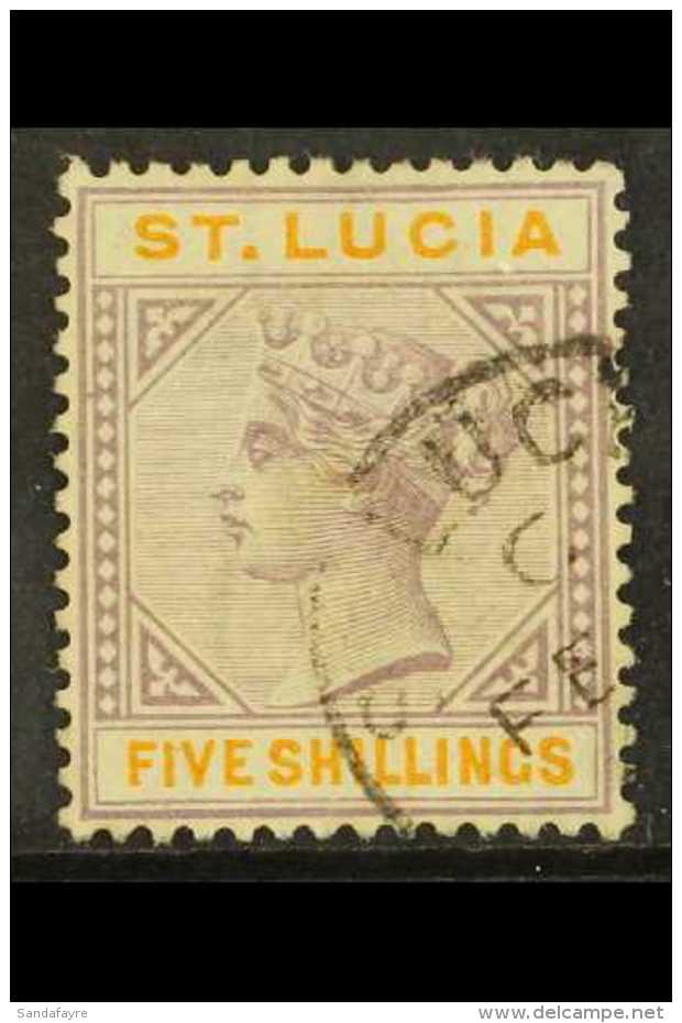 1891-8 5s Dull Mauve &amp; Orange, Die II, Wmk Crown CA, SG 51, Fine Used. For More Images, Please Visit... - St.Lucia (...-1978)
