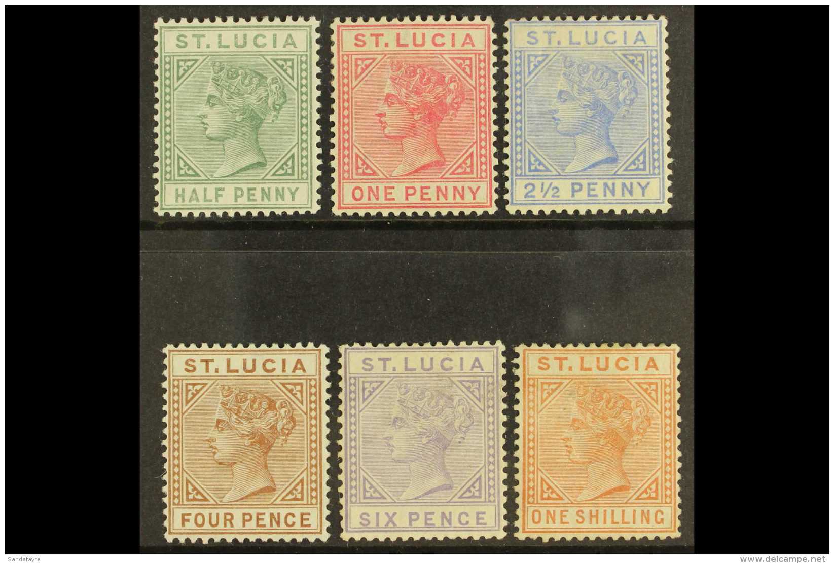 1883-86 Die I, Crown CA Watermark, Perf 14 Complete Set, SG 31/6, Some Tiny Imperfections, 6d With BPA Cert, Fine... - St.Lucia (...-1978)