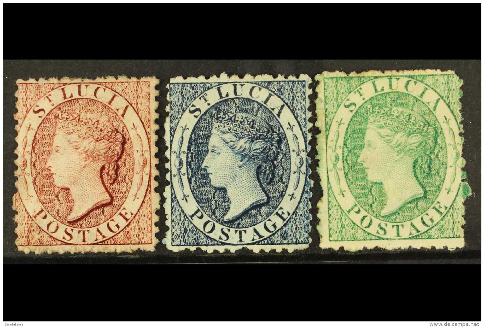 1863 1d (reversed Wmk), 4d And 6d (reversed Watermark) SG 5ax, 7 And 8x, Each Mint With Good Colour And Large Part... - St.Lucia (...-1978)