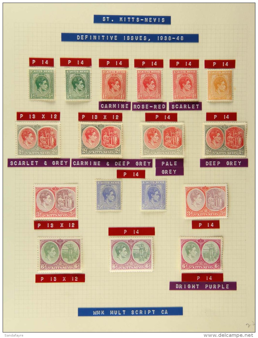 1938-50 DEFINITIVES A Fine Mint Collection On Album Pages With The Complete Basic Set To &pound;1, SG 68a/77f,... - St.Kitts Und Nevis ( 1983-...)