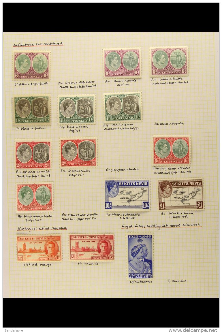 1937-52 VERY FINE MINT COLLECTION On Album Pages. Includes 1938-50 Definitive Set Plus A Strong Range Of... - St.Kitts En Nevis ( 1983-...)