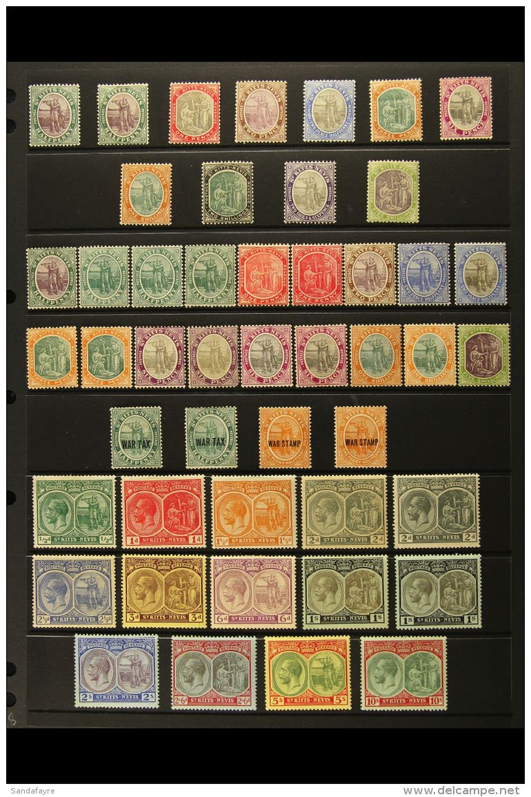 1903-35 FINE MINT COLLECTION On Stock Pages. Includes 1903 Set, 1905-18 Set (less 1d) With Some Listed Shade... - St.Kitts-et-Nevis ( 1983-...)