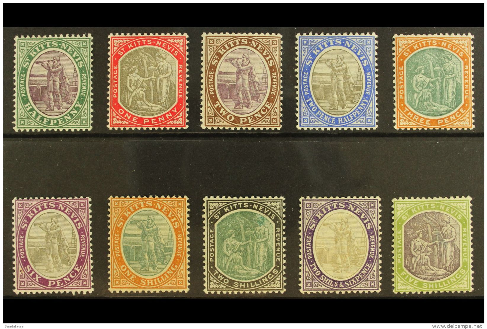 1903 Complete Set, SG 1/10, Very Fine Mint, Fresh. (10 Stamps) For More Images, Please Visit... - St.Kitts And Nevis ( 1983-...)