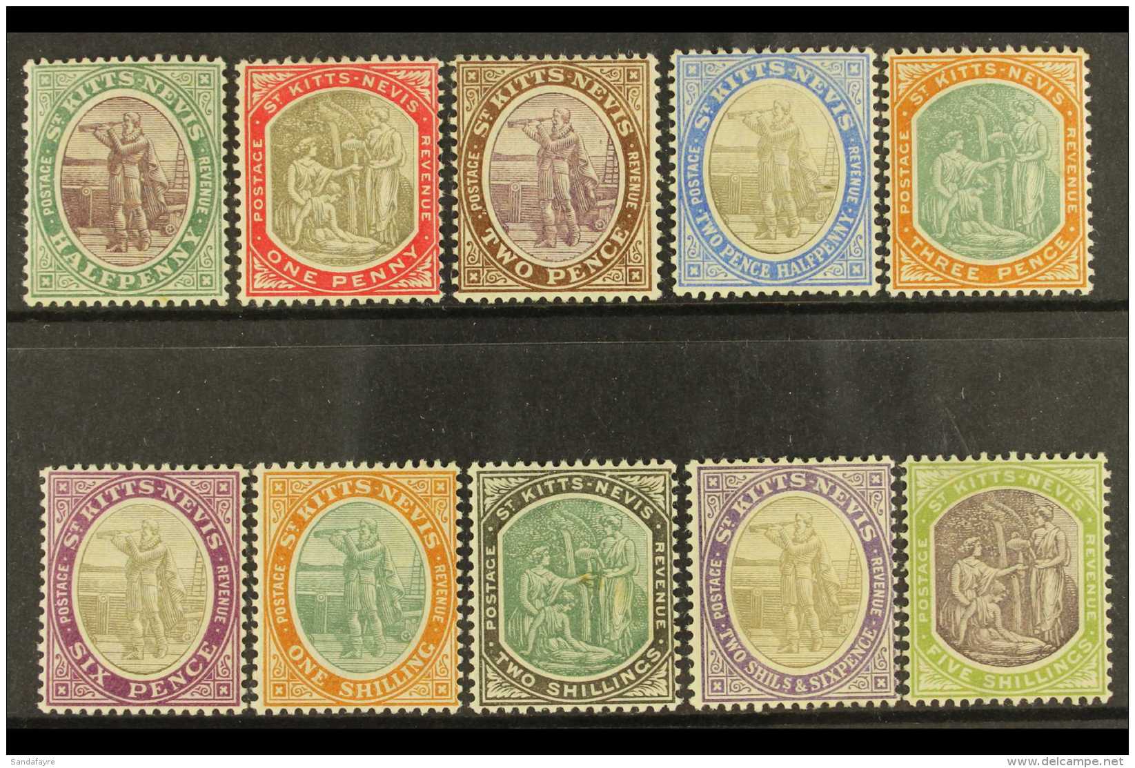 1903 Complete Set Watermark Crown CA, SG 1/10, Fine Fresh Mint. (10 Stamps)  For More Images, Please Visit... - St.Kitts And Nevis ( 1983-...)