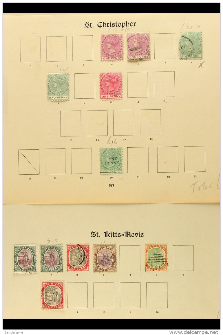 1862-1938 COLLECTION On Pages, Mint &amp; Used Stamps, Inc St Christopher 1870-79 1d Unused, St Kitts-Nevis... - St.Kitts Und Nevis ( 1983-...)