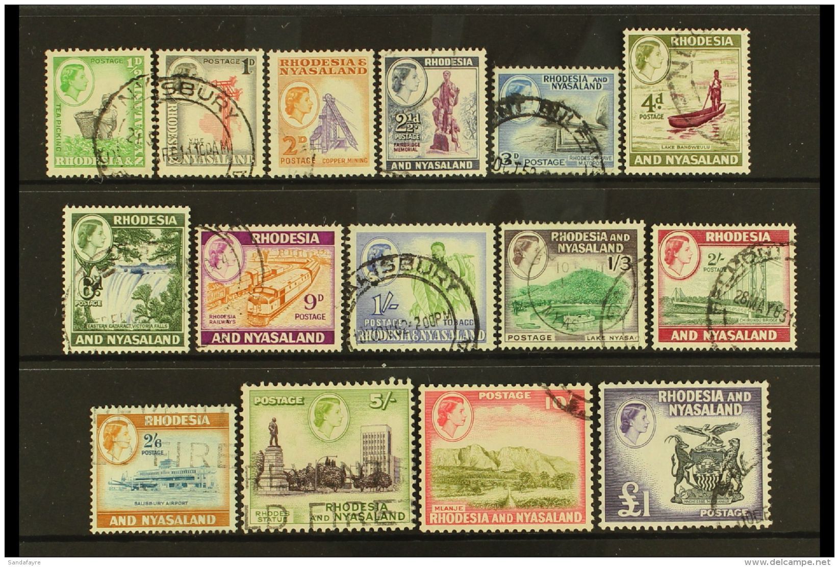 1959-62 Pictorial Set, SG 18/31, Fine Used (15 Stamps) For More Images, Please Visit... - Rhodesia & Nyasaland (1954-1963)