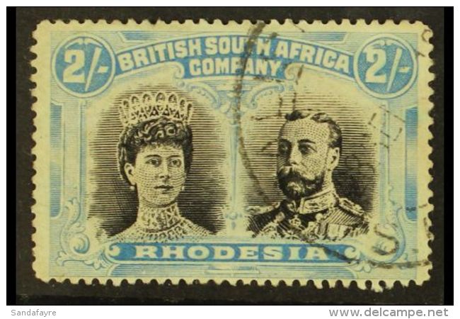 1910-13 2s Black &amp; Dull Blue, Perf.15, Double Head, SG 178, Small And Very Light Ink Mark On Reverse,... - Other & Unclassified