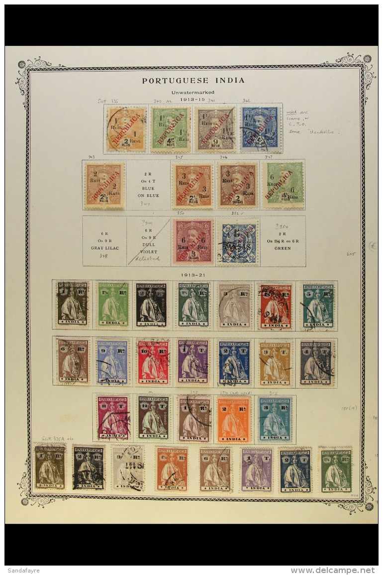 PORTUGUESE INDIA 1911-1958 ALL DIFFERENT COLLECTION Presented On A Set Of Printed "Scott" Album Pages. We See An... - Sonstige & Ohne Zuordnung