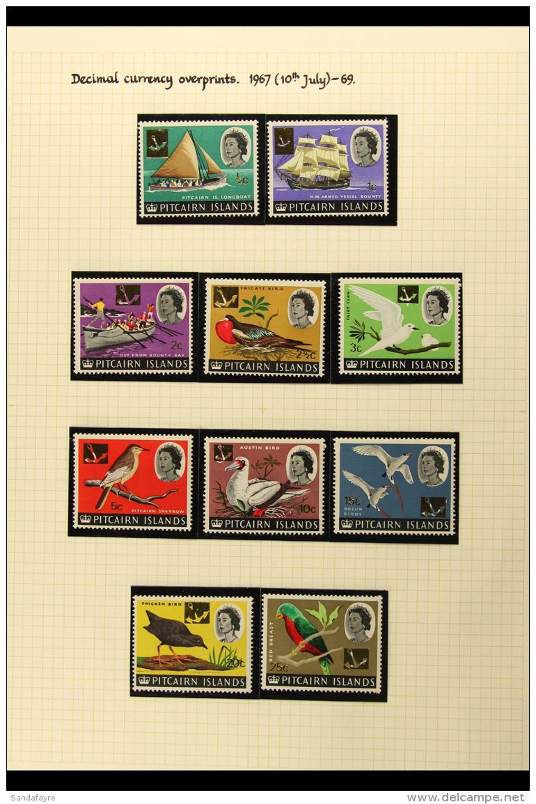 1967-84 NHM "NEW CURRENCY" COLLECTION Presented In Mounts On Album Pages. Includes 1967 Overprinted Set, 1969-75... - Pitcairninsel