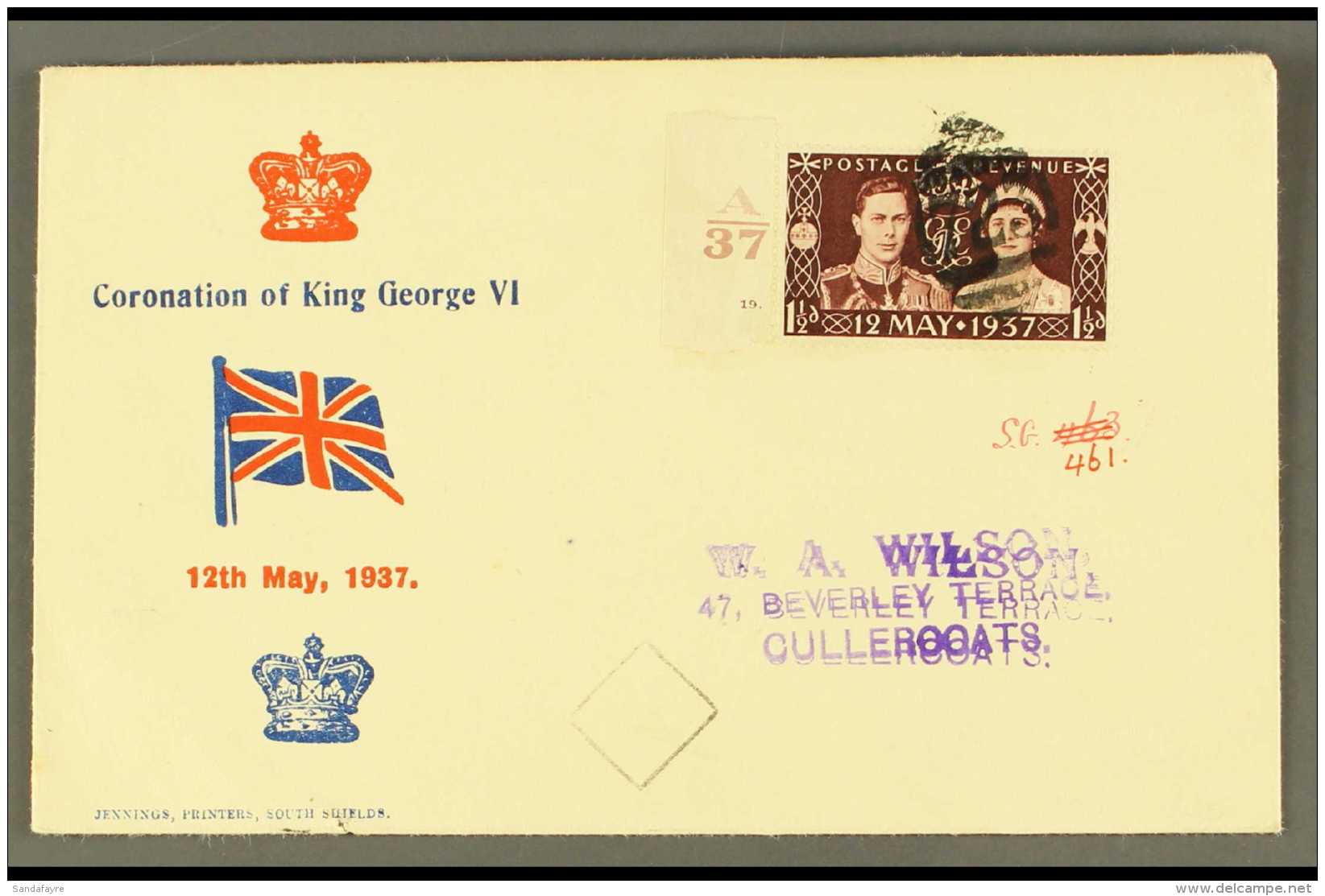 1937 (17 Sept) Unusual Illustrated Coronation Env Mailed From Pitcairn Is (Agency Cds On Reverse) To England, 1937... - Pitcairn