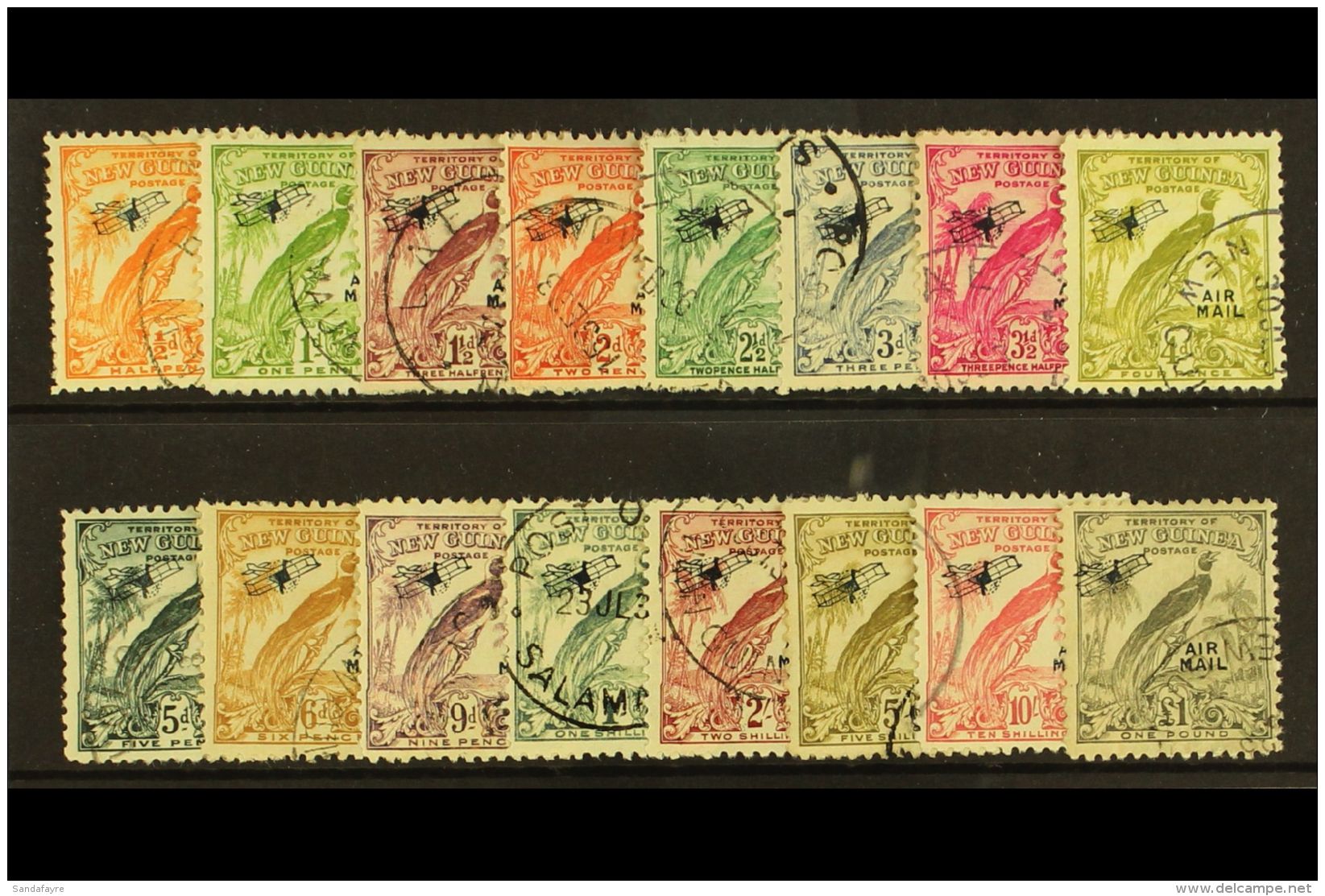 1932 10th Anniv Set (without Dates),  Overprinted Air Mail, SG 190/203, Very Fine And Fresh Used. (15 Stamps) For... - Papua-Neuguinea