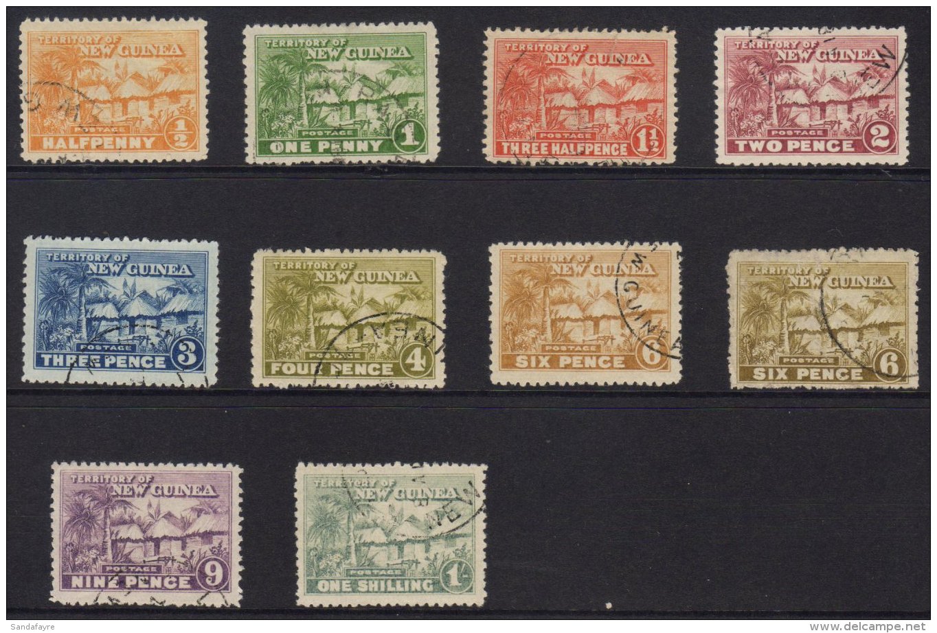 1925-27 "Native Village" Definitives Set To 1s, SG 125/32, Including 6d Additional Listed Shade, Fine Cds Used.... - Papouasie-Nouvelle-Guinée