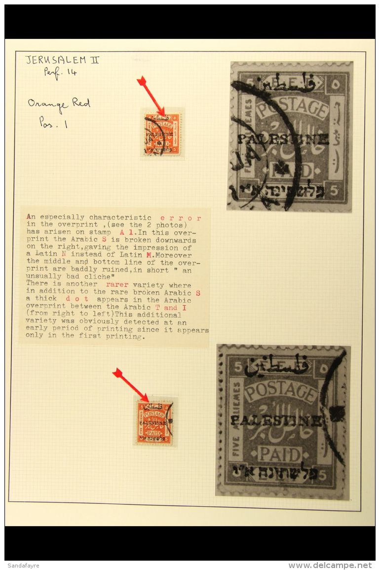 5 MILLIEMES PARTIAL PLATE RECONSTRUCTION 1920-21 Specialized Collection Of The 5m Orange (SG 41) &amp; Yellow... - Palestine