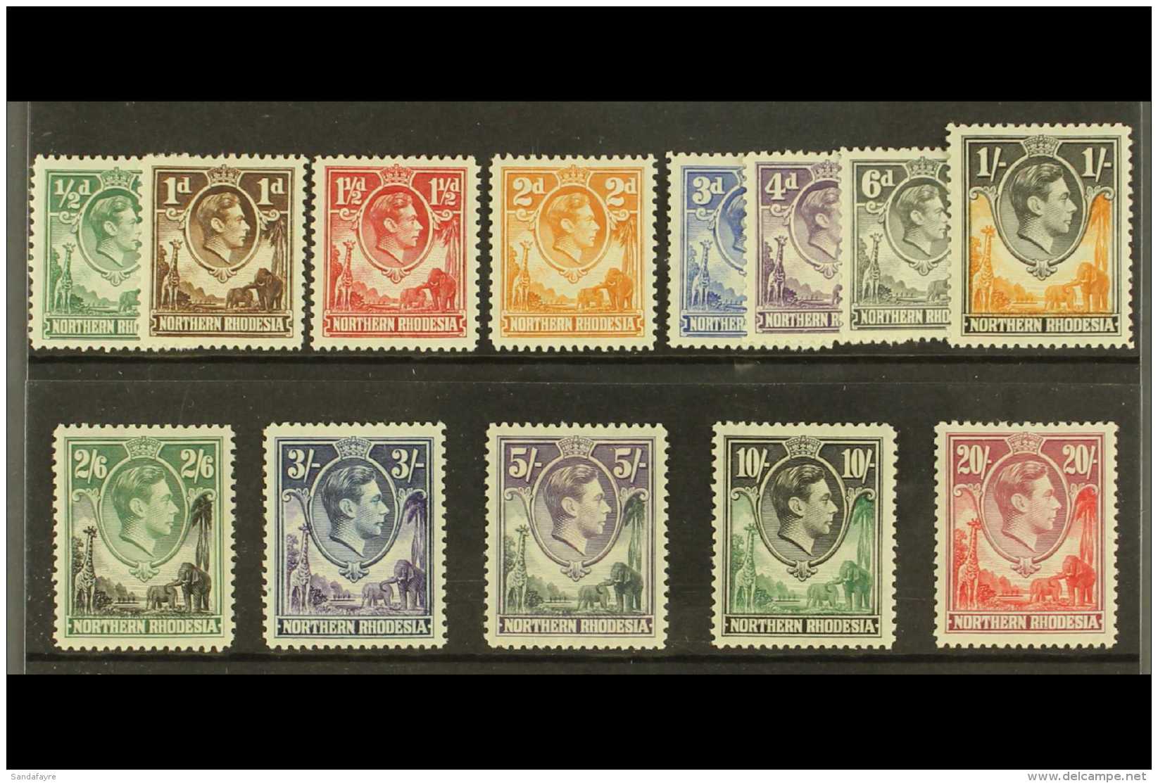 1938 Original Geo VI Issues Complete, Including 1&frac12;d Carmine-red (SG 29), 2d Yellow-brown (SG 31) And All... - Rhodésie Du Nord (...-1963)