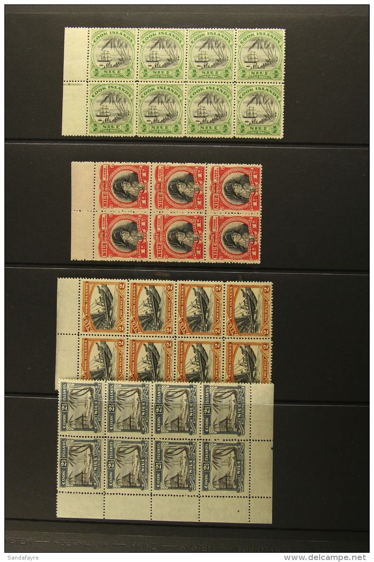 1944-46 NHM MULTIPLES An Attractive Range With All Values To 1s (SG 89/95) As Never Hinged Mint Marginal Multiples... - Niue
