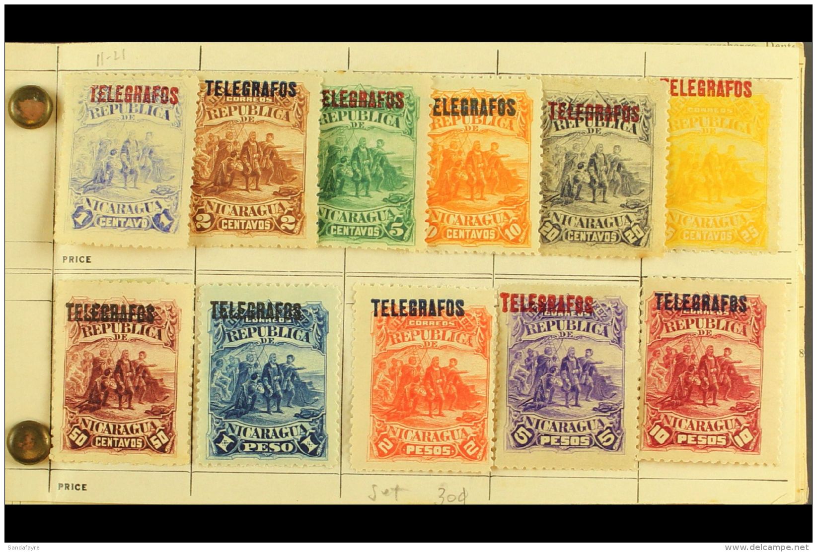 TELEGRAPH STAMPS 1891-1923 Interesting Mint &amp; Used All Different Collection In A Small Approval Book, Inc 1891... - Nicaragua