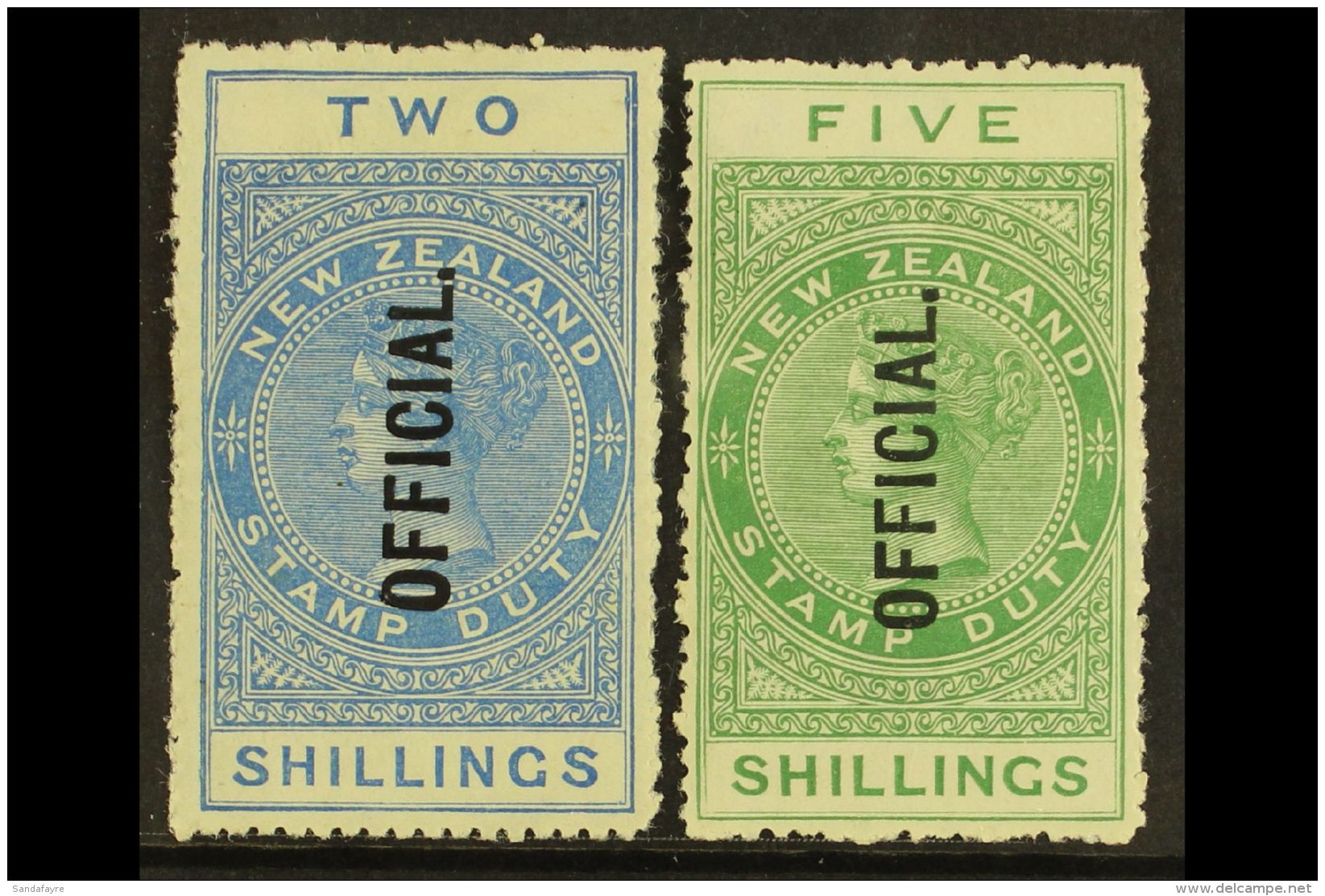 OFFICIALS 1913-25 2s Blue And 5s Yellow-green Postal Fiscals, Perf 14, SG O82/O83, Fine Mint. (2 Stamps) For More... - Other & Unclassified