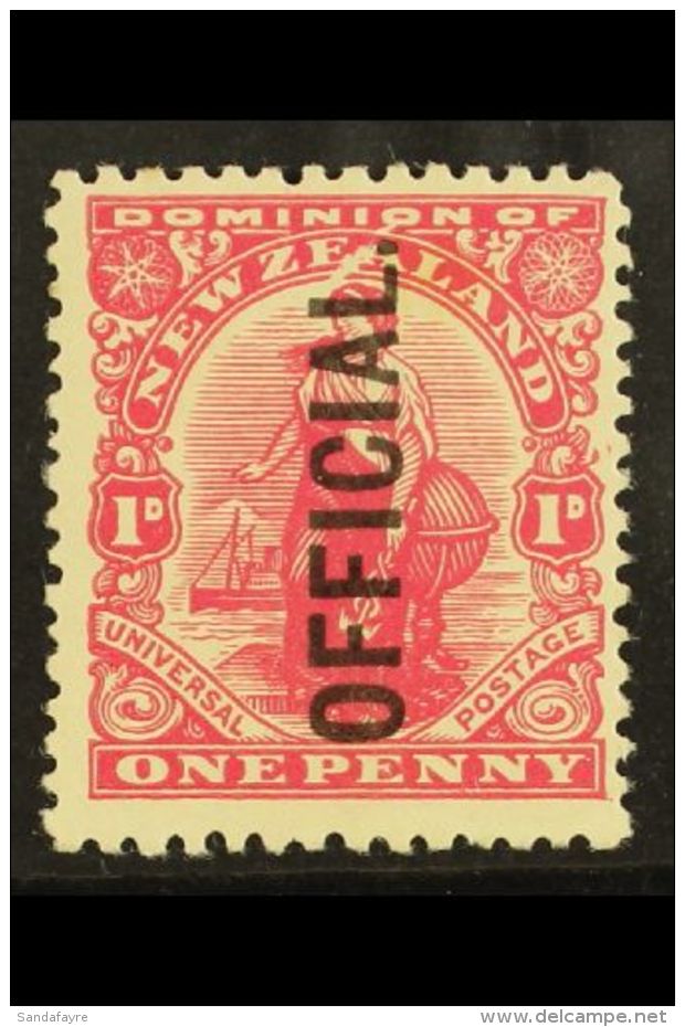 OFFICIAL 1910-16 1d Rose-carmine Wmk Lithographed On Back Overprint With "FEATHER" FLAW Variety, SG O80a, Never... - Other & Unclassified