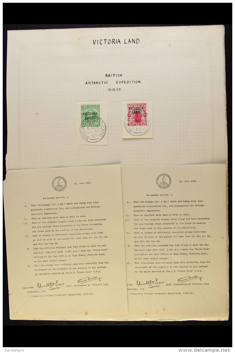 ANTARCTIC EXPEDITIONS - VICTORIA LAND 1911-13 "Scott Expedition" &frac12;d Green &amp; 1d Carmine, SG A2/A3, Very... - Other & Unclassified