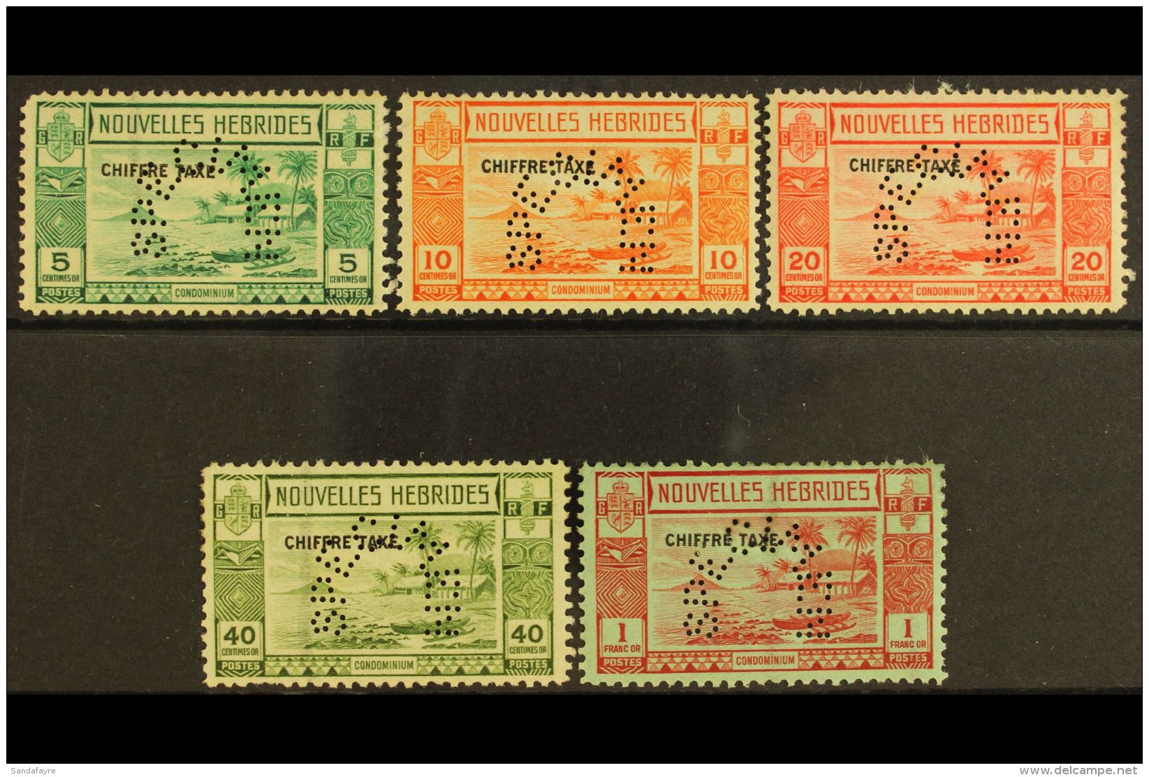 FRENCH CURRENCY POSTAGE DUES - 1938 Set Perforated "Specimen", SG FD65s/9s, Fine Mint Part Og. (5 Stamps) For More... - Other & Unclassified