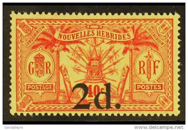 ENGLISH 1920-21 2d On 40c Red/yellow (F27), SG 35, Fine Mint For More Images, Please Visit... - Other & Unclassified