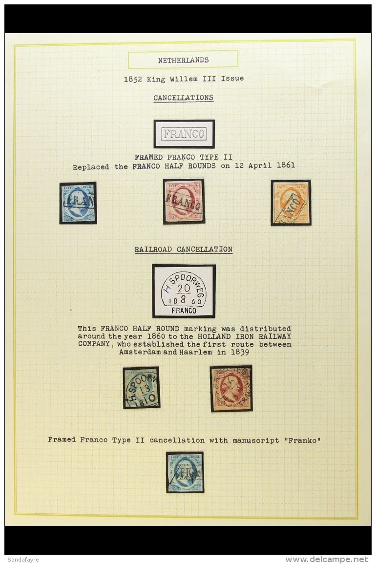 CANCELLATIONS ON 1852 IMPERFS An Attractive, Old Exhibition Collection, Neatly Presented On 4 Written-up Pages... - Autres & Non Classés