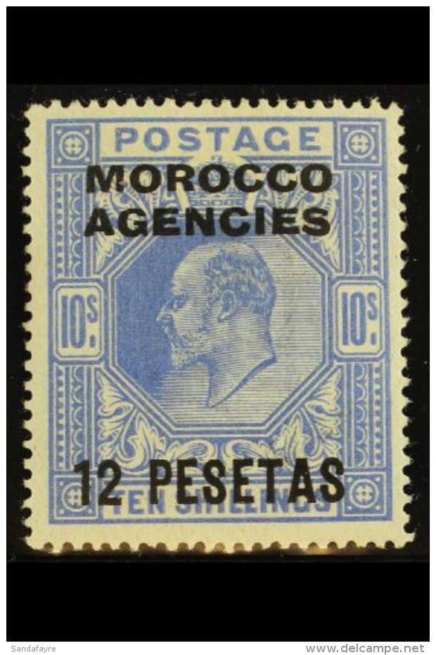 SPANISH CURRENCY 1907-12 12p On 10s Blue (Somerset House Printing), SG 125, Very Fine Mint With BPA Certificate... - Andere & Zonder Classificatie